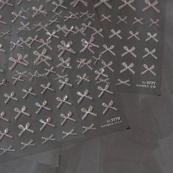 Chic Shiny Lace Pink Black White Bowknot Pearl Rhinestones Charming 3D Self Adhesive Nail Art Decoration Sticker Manicure Decals (Online Order Only)