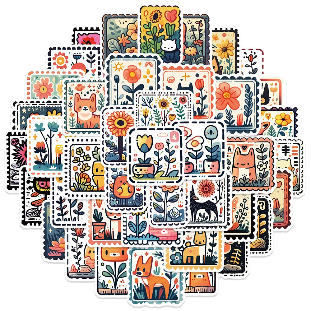 50 Cute Animal Stickers Waterproof Decorative for Notebook, Suitcase, Thermos (Online Order Only)