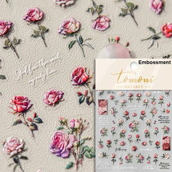 Retro Rose Gold Photo Frame Dried Flower Delicate Totem 3D Self Adhesive Nail Art Stickers 5D Shiny Rhinestone Manicure Decals (ONLINE ORDER ONLY)