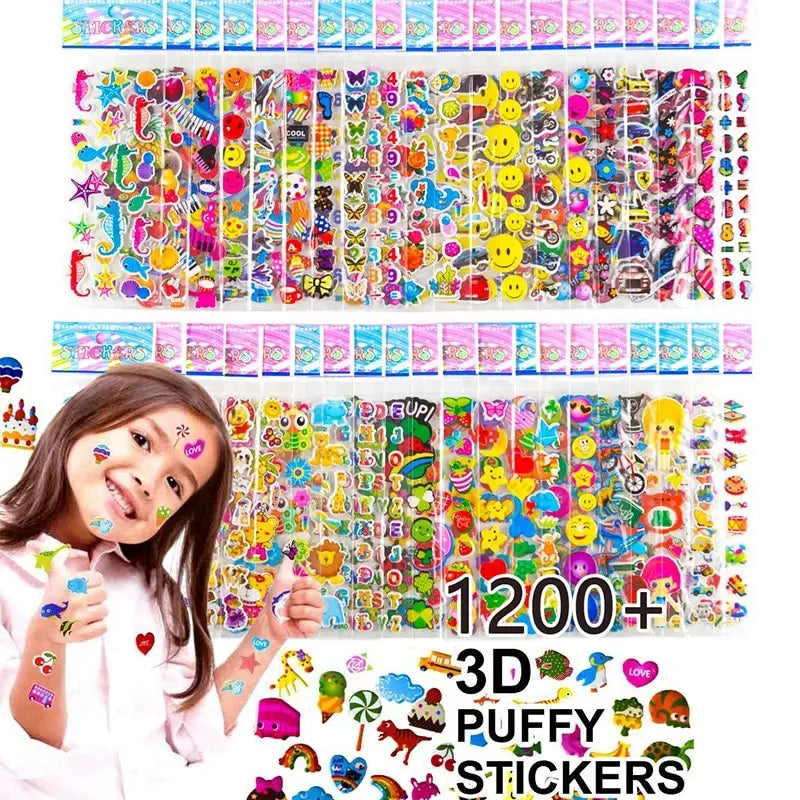 40 Mixed Packs Kids Stickers Puffy Bulk Stickers for Girl Boy Birthday Gift Scrapbooking Animals Cartoon (Online Order Only)