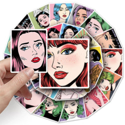 10/30/50pcs Retro Pop Style Girl Anime Stickers Decals Laptop Motorcycle Skateboard Car Phone Guitar Decoration Sticker Kids Toy (ONLINE ORDER ONLY)