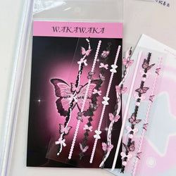 1Pc Korean Ins Butterfly Pearl Chain Sticker Cute Cat Ear Album Decorative Stickers Journal Scrapbooking Kpop Stationery Sticker (Online Order Only)