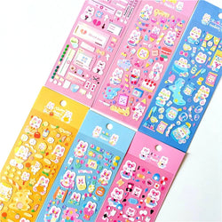 6pcs/lot Cute Flower Rabbit Sticker Scrapbooking Hand Account Stickers Idol Card Photo Frame DIY Deco Material Korean Stationery (Online Order Only)