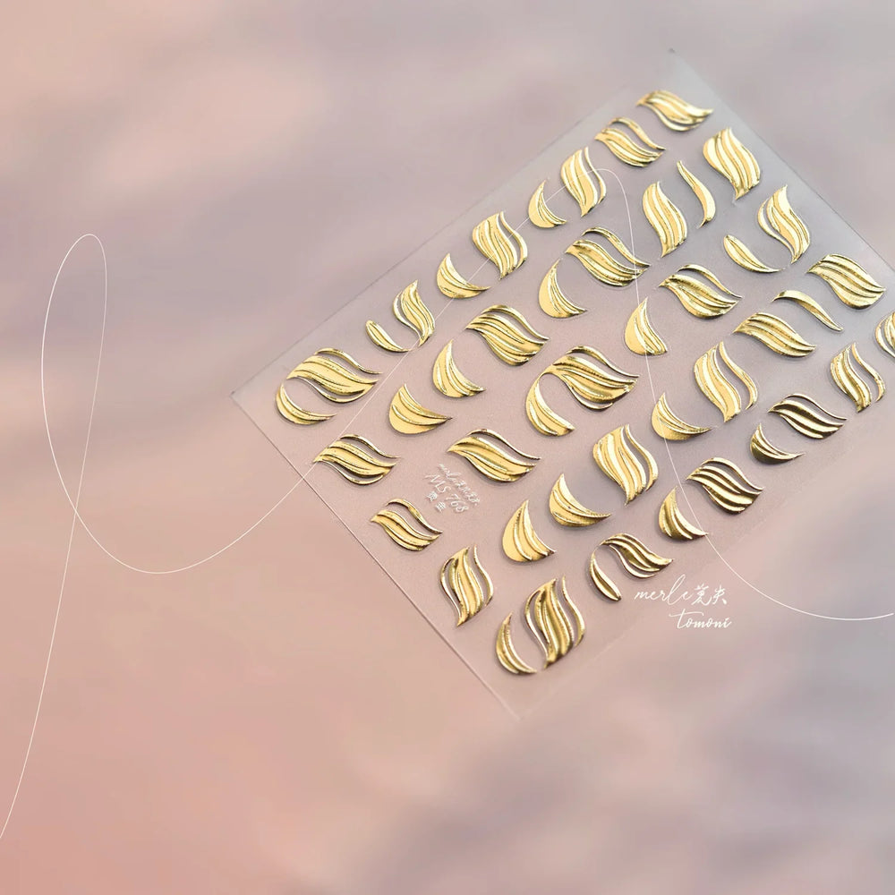 Golden Ink Brush Hot Stamping Irregular Lines Texture Sensation Moon Advanced Feeling Adhesive Nail Art Sticker Manicure Decals (Online Order Only)