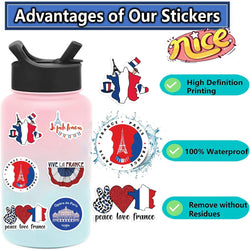 50PCS French Pop Style Stickers Aesthetic Phone Laptop Fridge Water Bottle DIY Waterproof Graffiti Cartoon Simple Sticker Pack (ONLINE ORDER ONLY)