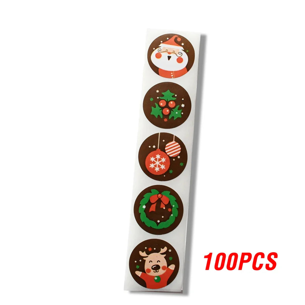 100-500pcs Thank You Label Sealing Stickers Merry Christmas Kraft Handmade Sticker Card Box Package Wedding Decor Party Supplies (ONLINE ORDER ONLY)