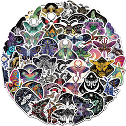 Cute Cartoon Animal Moon Moth Stickers for Laptop Car Fridge DIY Vinyl (10/30/50 Pcs) (ONLINE ORDER ONLY)