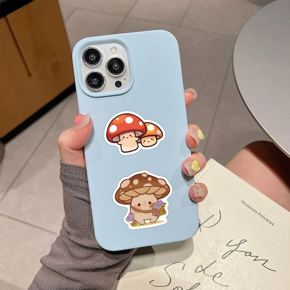 10/30/60pcs Retro Cute Mushroom Cartoon Stickers Decals Laptop Suitcase Phone Guitar Scrapbook Decoration Sticker for Kids Toys (ONLINE ORDER ONLY)