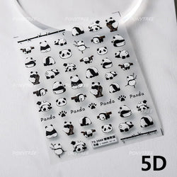 Panda Bamboo Butterfly Pattern Totem Figure Peony Flower Love Heart Adhesive Nail Art Stickers Embroidery Pearl Manicure Decals (ONLINE ORDER ONLY)