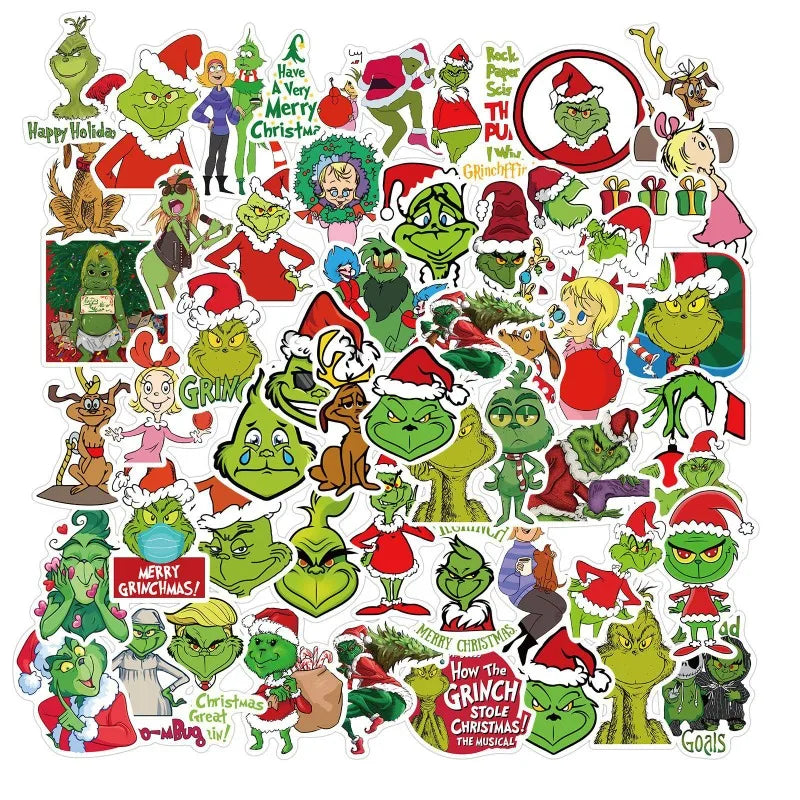 50pcs Grinch Anime Sticker Pack for Laptop, Phone, Car, Scooter, Water Bottle, Suitcase, Refrigerator, Stationery (ONLINE ORDER ONLY)