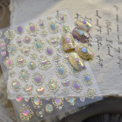 Colorful Geometric Gem Wing Love Heart Bowknot Moon Star Figure Totem Line Retro Self Adhesive Nail Art Stickers Manicure Decals (ONLINE ORDER ONLY)