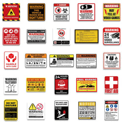 10/40/75pcs Funny Warning Stickers Danger Banning Signs Reminder Decals Skateboard Car Laptop Motorcycle Cool Waterproof Sticker (Online Order Only)