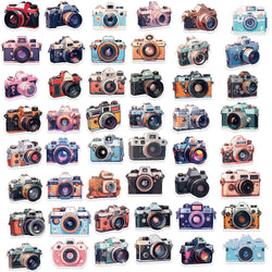 50Pcs Retro Cartoon Camera Photographer Stickers Aesthetic DIY Scrapbook Phone Case Travel Luggage Skateboard Cool Sticker (ONLINE ORDER ONLY)