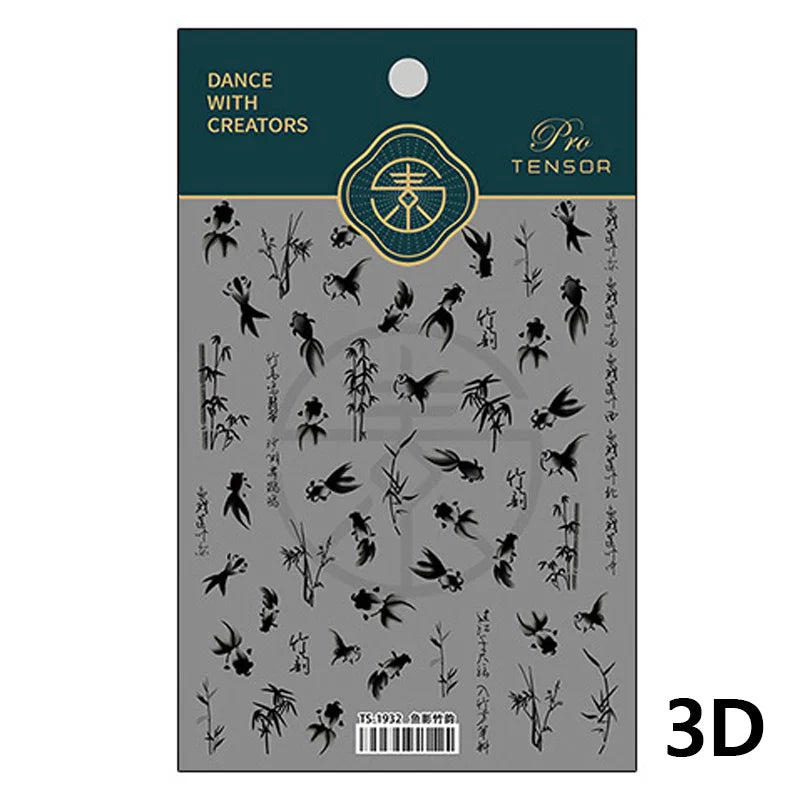Varied Fish Red Koi Carp Mermaid Lucky Chinese 3D Self Adhesive Nail Art Sticker Cute DIY Cartoon Ocean Manicure Decal Wholesale (ONLINE ORDER ONLY)