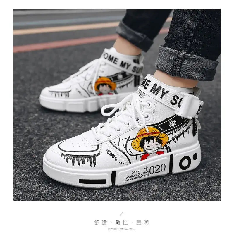 One Piece Luffy High Top Shoes Zoro Anime Sneakers (ONLINE ORDER ONLY)