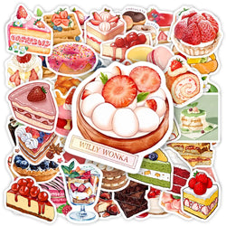 Dessert Cake Stickers Baking Strawberry Fruit Pie DIY Toy Decorative Decal for Phone Luggage Laptop Bottles Scrapbook Waterproof (ONLINE ORDER ONLY)