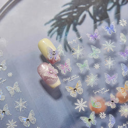 Colourful Butterfly Delicate Anmials Adhesive Nail Art Stickers Dreamy Winter Snowflake Rhinestone Manicure Decals Nail Supplies (ONLINE ORDER ONLY)