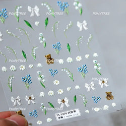 Tulips Flower Letter Bowknot Butterfly Irregular Lines Pearl Tender 5D Adhesive Nail Art Stickers Manicure Decals Stick on Nail (ONLINE ORDER ONLY)