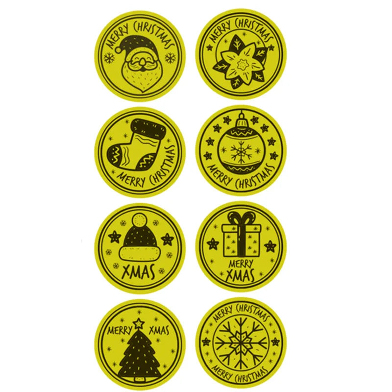 Gold Merry Christmas Stickers 100-500pcs Mail Stickers For Business Packaging, Bags, Boxes And Envelope Sealing Label Sticker (ONLINE ORDER ONLY)
