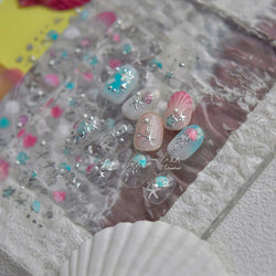 Halo Dyeing Ocean Shell Conch Starfish Pearl Love Heart Bowknot Jellyfish Adhesive Nail Art Stickers Manicure Decals Wholesale (ONLINE ORDER ONLY)