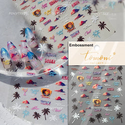 Summer Beach Bikini Watermelon Strawberry Ice Cream Soda Coconut Tree Fan Juice Crab Nail Art Decoration Stickers Manicure Decal (ONLINE ORDER ONLY)
