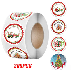 100-500pcs Merry Christmas Gift Decorative Stickers Round Thank You Labels Handmade Candy Biscuits Package Christmas Sticker (ONLINE ORDER ONLY)