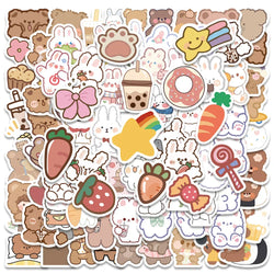 90PCS Cartoon Bunny Bear Stickers for Laptop, Guitar, Luggage, Skateboard, Kids Toys (ONLINE ORDER ONLY)