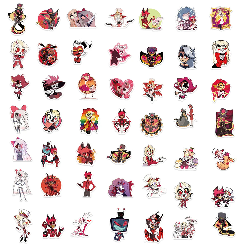 52Pcs Cartoon Animation Stickers Waterproof For Luggage Case Helmet Guitar Bottle Refrigerator Laptop Hell Inn Sticker Wholesale (ONLINE ORDER ONLY)