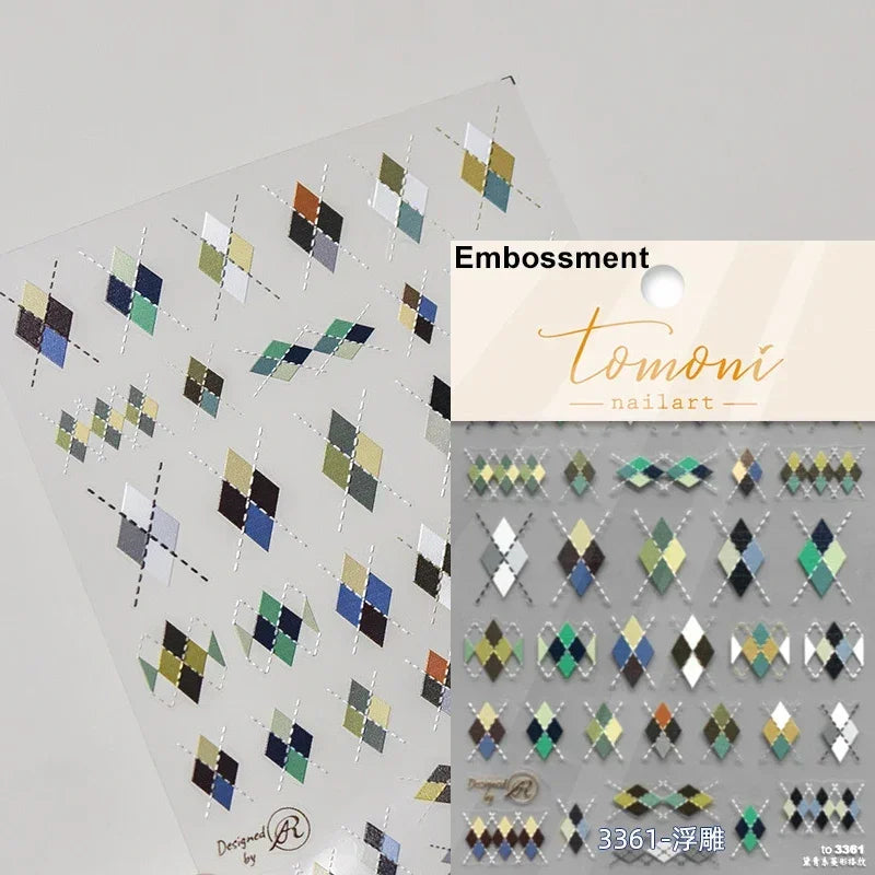 Shiny Colorful Color Block Fragment Square Fragment Grid Rhombus 3D Self Adhesive Nail Art Stickers Rhinestone Manicure Decals (Online Order Only)