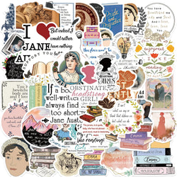 50pcs Novelist Jane Austen Stickers For Scrapbook Phone Laptop Suitcase Guitar Stationery Car Graffiti Sticker Novel Decals DIY (ONLINE ORDER ONLY)