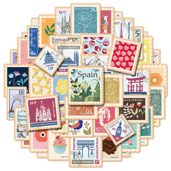 Retro Flower Stamp Stickers 10/30/50pcs Scrapbook Laptop Suitcase Kids Toys (ONLINE ORDER ONLY)