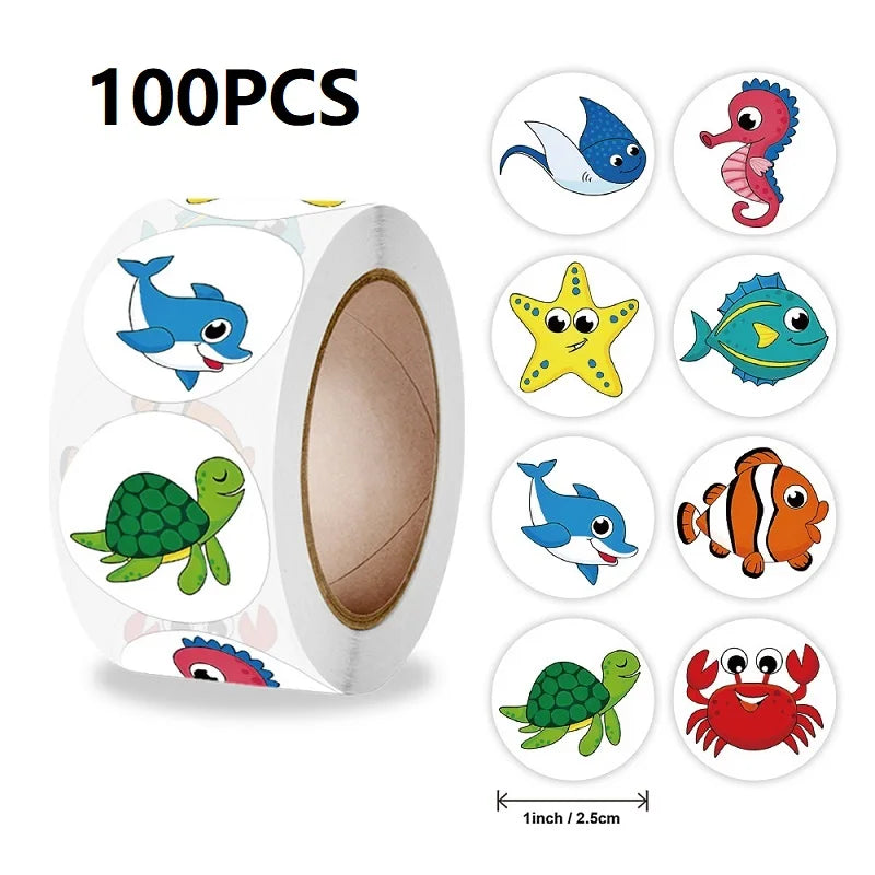 100-500PCS New Kids Stickers Korean Stationery Rolling Cartoon Animal Stickers Roll Small Packaging Stickers Photocard Decor (ONLINE ORDER ONLY)