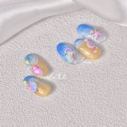 Fantasy Beach Summer Dreamy Colorful Seasnail Shell Pearl Conch Jelly Star 5D Decals Soft Relief 3D Decoration Nail Art Stickers (Online Order Only)