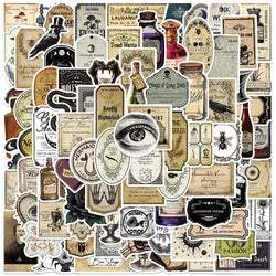 50/100pcs Retro Gothic Apothecary Potion Label Stickers Water Bottle Laptop Stickers Luggage Notebook Skateboard Vinyl Decals (ONLINE ORDER ONLY)
