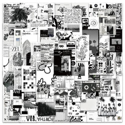 60pcs Black and White Aesthetic Art Stickers For Luggage Guitar Phone Vinyl Waterproof Graffiti Laptop Decals (ONLINE ORDER ONLY)