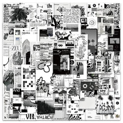 60pcs Black and White Aesthetic Art Stickers For Luggage Guitar Phone Vinyl Waterproof Graffiti Laptop Decals (ONLINE ORDER ONLY)