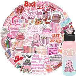 50/52pcs Romance Bookish Spice Reader Stickers Pink Girl Cartoon Decals Aesthetic Decals Phone Laptop Diary Sticker Kids Toys (ONLINE ORDER ONLY)