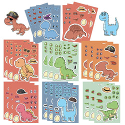 8/16Sheets Cute Dinosaur Puzzle Stickers Make-a-Face Games Toy Create Your Own DIY Funny Cartonn Assemble Jigsaw Children Gift (ONLINE ORDER ONLY)