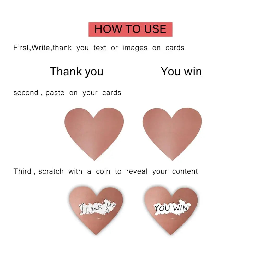 100-300pcs Heart Shape Labels Sticker 3 Colors Scratch Off Stickers DIY Handmade For Game Scratch Sticker Labels Stationer (ONLINE ORDER ONLY)