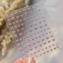 Shiny Pink Silver Gold Bowknot Tie Line Mini Delicate 3D 5D Self Adhesive Nail Art Stickers Embossment Rhinestone Manicure Decal (Online Order Only)