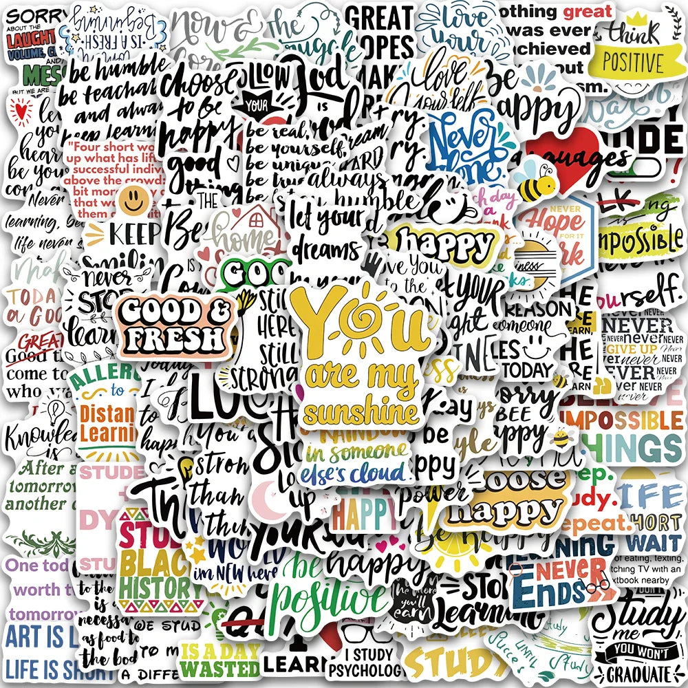 50pcs Inspirational Motivational Stickers Cartoon Graffiti Decals for Laptop Scrapbook Car (Online Order Only)