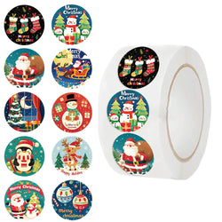 500pcs Happy Christmas Reward Stickers Corlorful Adhesive Roll Stickers Reward Chart Decorative Toy Gifts Sticker Labels (ONLINE ORDER ONLY)