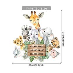 Cute Animal Wall Sticker: Lion, Elephant, Zebra, Giraffe for Kids Room Decor (ONLINE ORDER ONLY)