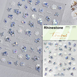 Charming Dreamy Shiny Jelly Blue Gradient Lily Flowers Rose Petal White Dot Chinese Colorful Nail Art Stickers Manicure Decals (ONLINE ORDER ONLY)