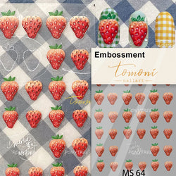 Strawberry Cherry Loquat Longan Peach Grapes Plant Red Bean Fruit Flat Realistic Painting 3D Nail Art Stickers Manicure Decals (ONLINE ORDER ONLY)