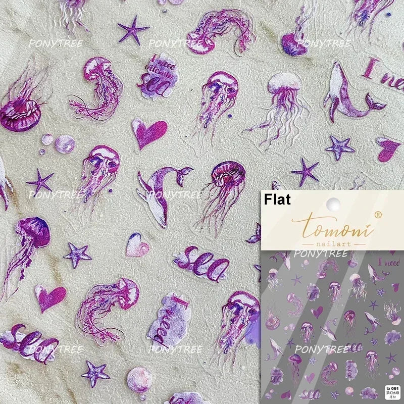 Beach Colourful Conch Dolphin Shell Starfish Jellyfish Star Summer Sea Wave Vacation Mode Water Bubble Nail Art Stickers Decals (Online Order Only)