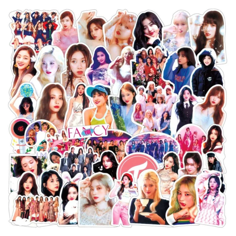 50pcs Twice Cartoon Stickers for Laptop, Phone, Water Bottle, Scooter, Suitcase, Stationery, Refrigerator (Online Order Only)