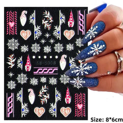 5D Embossed Gingerbread Man Nail Art Sticker Cute Christmas Winter Santa Claus Snowflake Elk Engraved Slider Manicure Decoration (ONLINE ORDER ONLY)