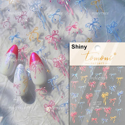Chic Shiny Bowknot Colorful Ribbon Stars Heart Butterfly Flower Delicate Romantic Nail Art Stickers Decoration Manicure Decals (Online Order Only)