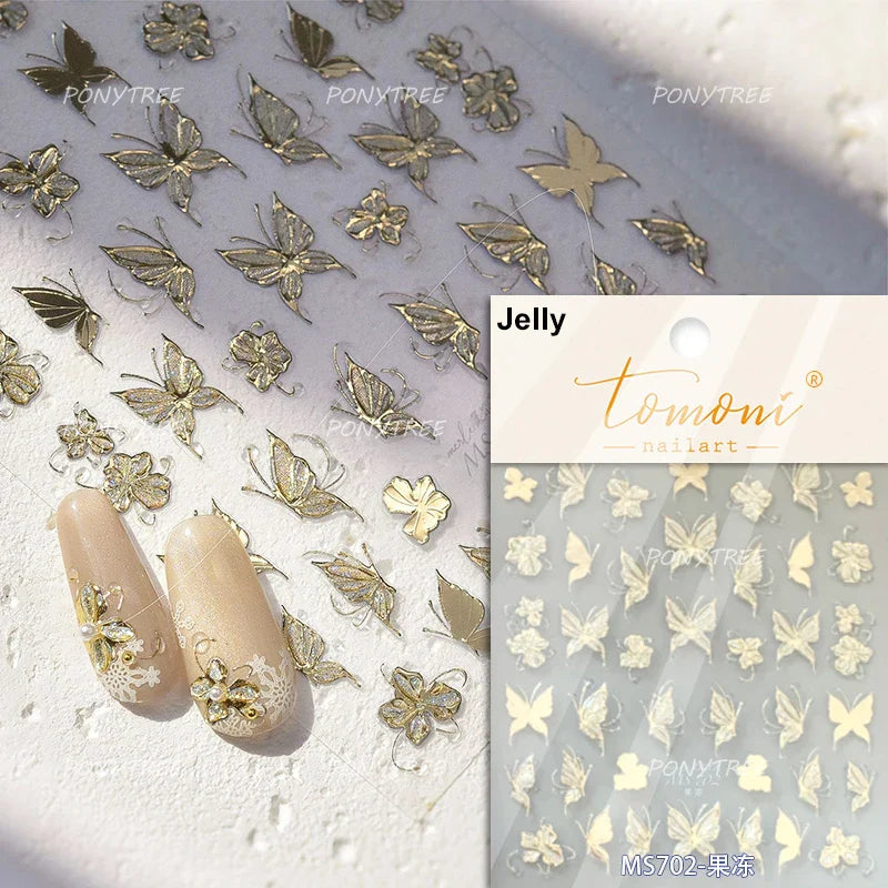 Colourful Butterfly Delicate Anmials Adhesive Nail Art Stickers Dreamy Winter Snowflake Rhinestone Manicure Decals Nail Supplies (ONLINE ORDER ONLY)